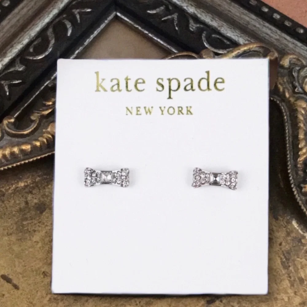 KATE SPADE • Silver Crystal Ready Set Bow Earrings